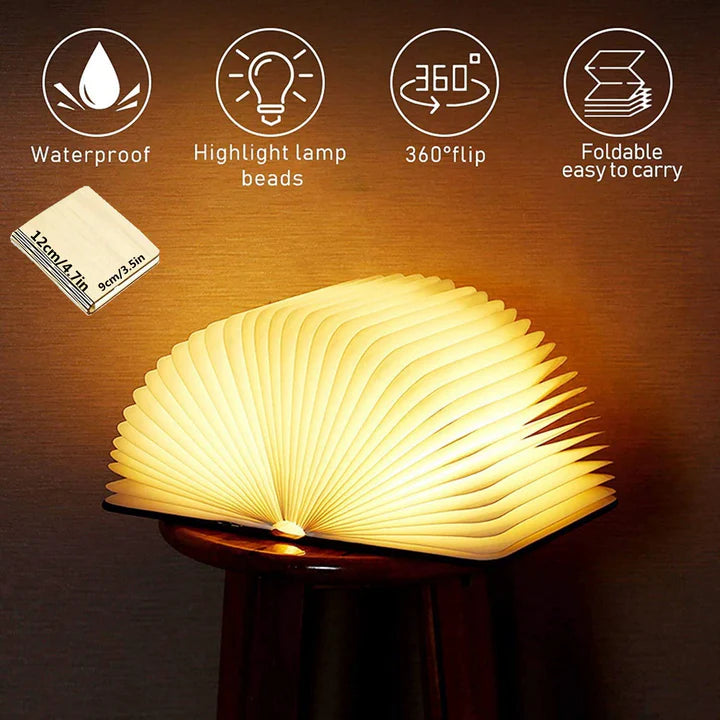 Wooden Book Light – Foldable LED Lamp for Cozy Home Décor & Gifts