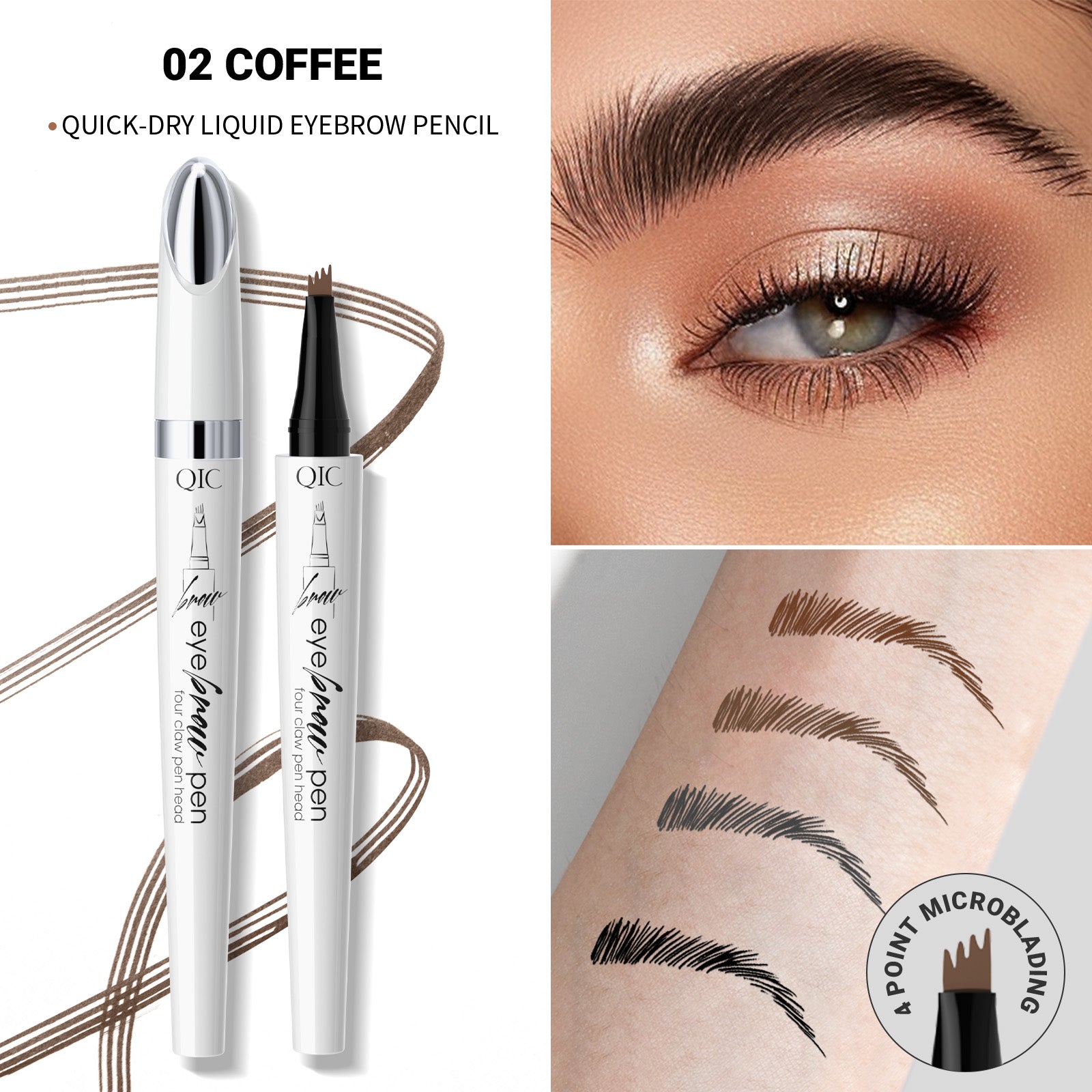 Ever Beauty Waterproof Micro-Fork Eyebrow Pen – Natural Hair Stroke Effect