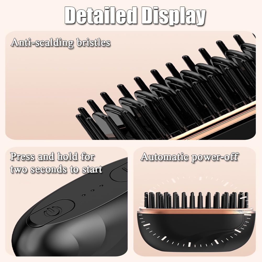 LuxeSmooth™ Portable Rechargeable Hair Straightener Brush