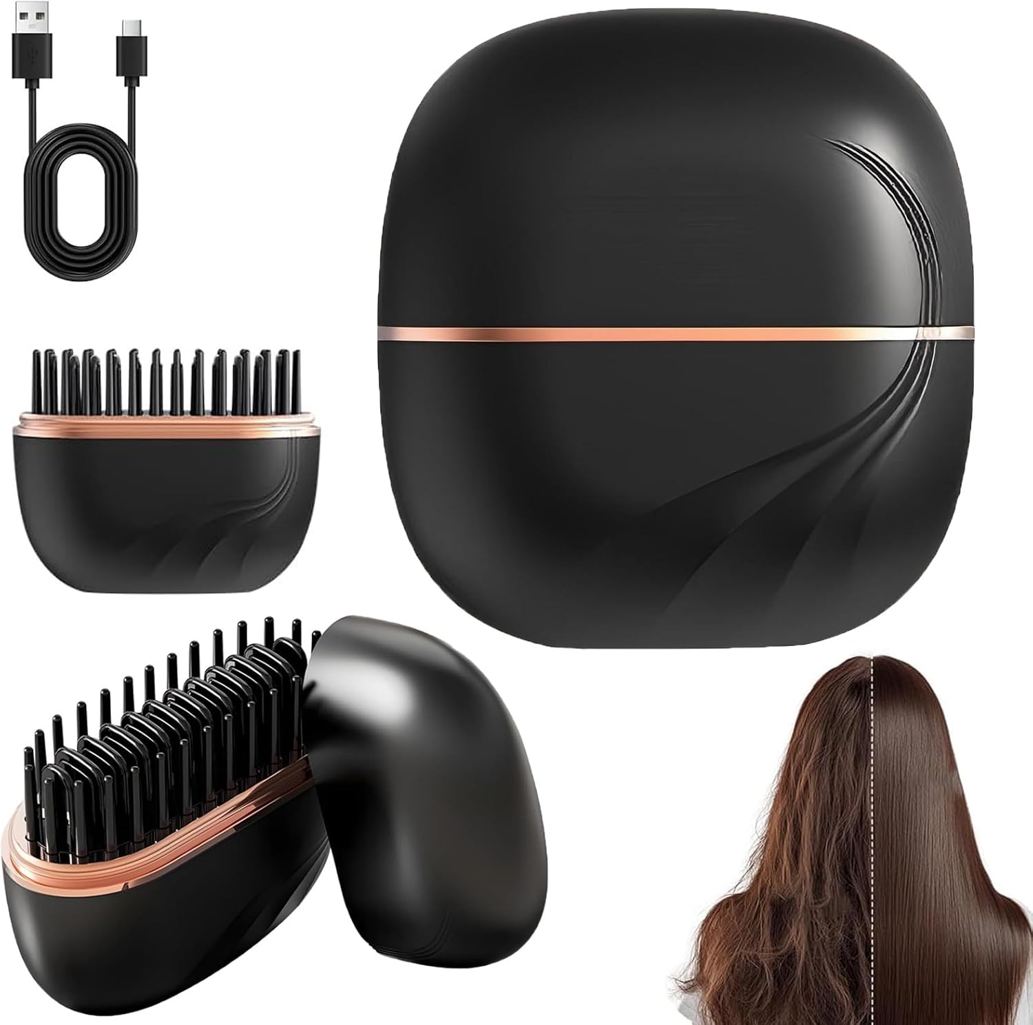 LuxeSmooth™ Portable Rechargeable Hair Straightener Brush