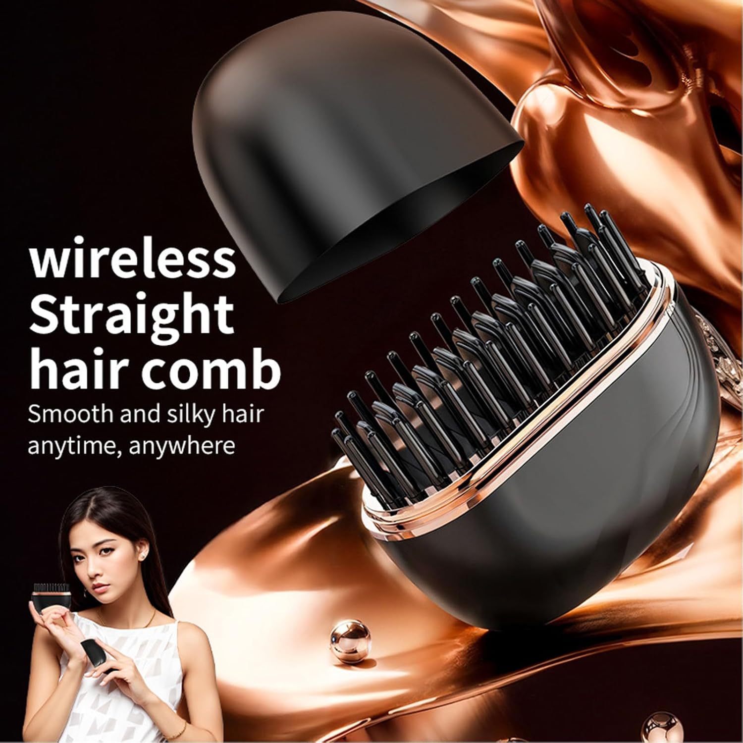 LuxeSmooth™ Portable Rechargeable Hair Straightener Brush