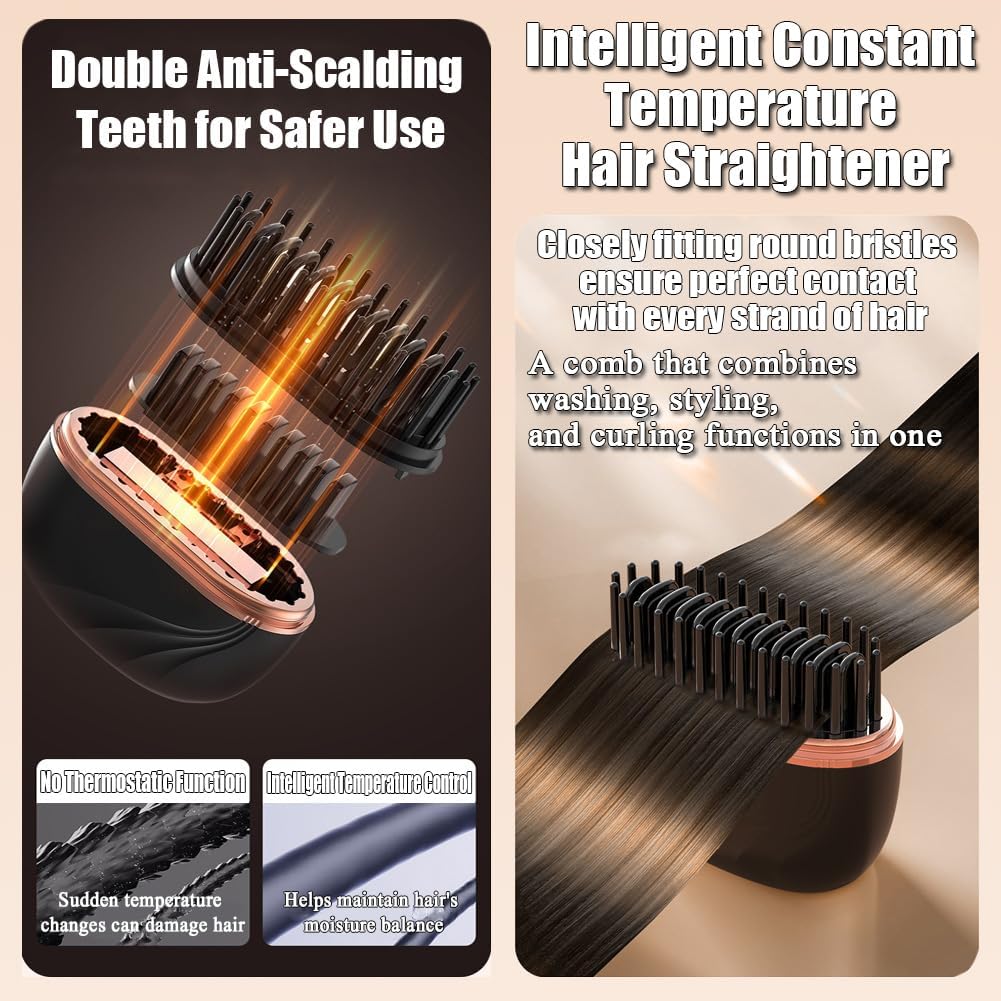 LuxeSmooth™ Portable Rechargeable Hair Straightener Brush