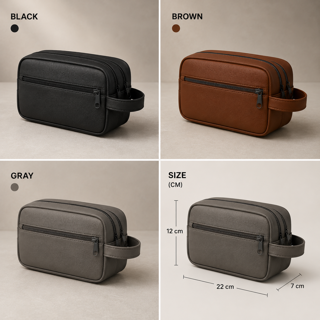 Men's Leather Toiletry Bag (21 x 13 x 10 cm)