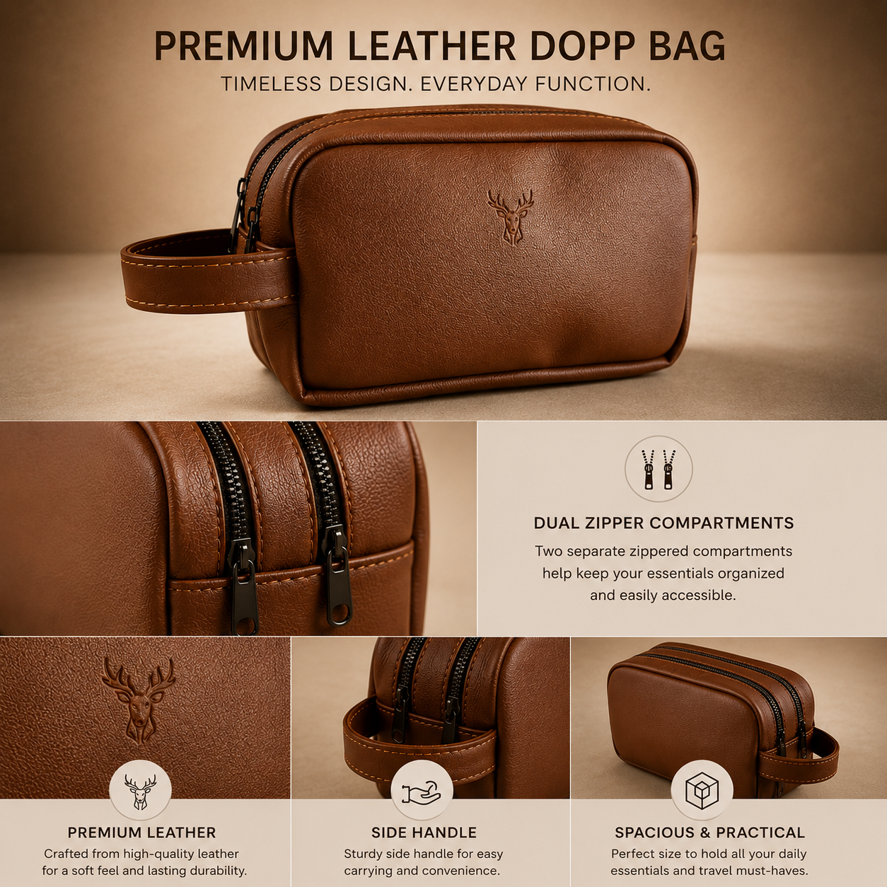 Double Zipper Bag (21x13x10cm)