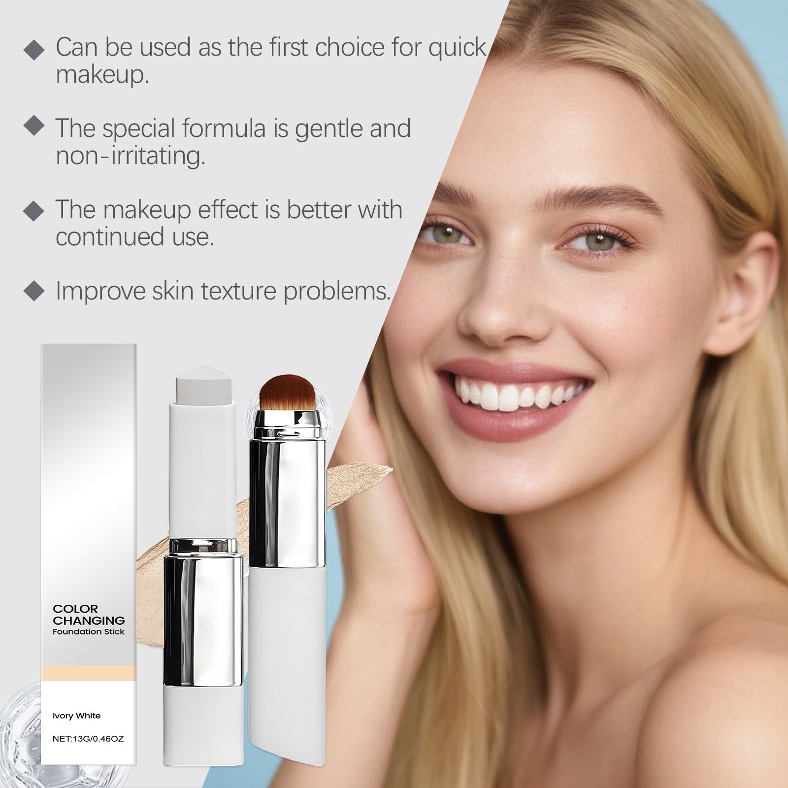 Smart Color-Changing Foundation Stick – Flawless Natural Coverage