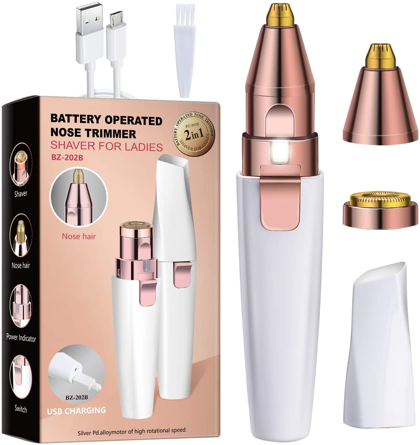 2-in-1 Rechargeable Eyebrow & Facial Hair Trimmer for Women